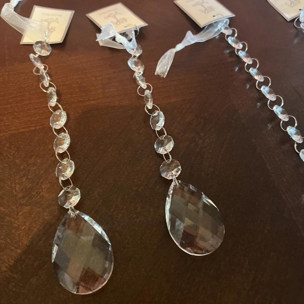 Crystal Clear Glass Christmas‎ Wedding Party Ornaments Teardrop Shape Set Of 6